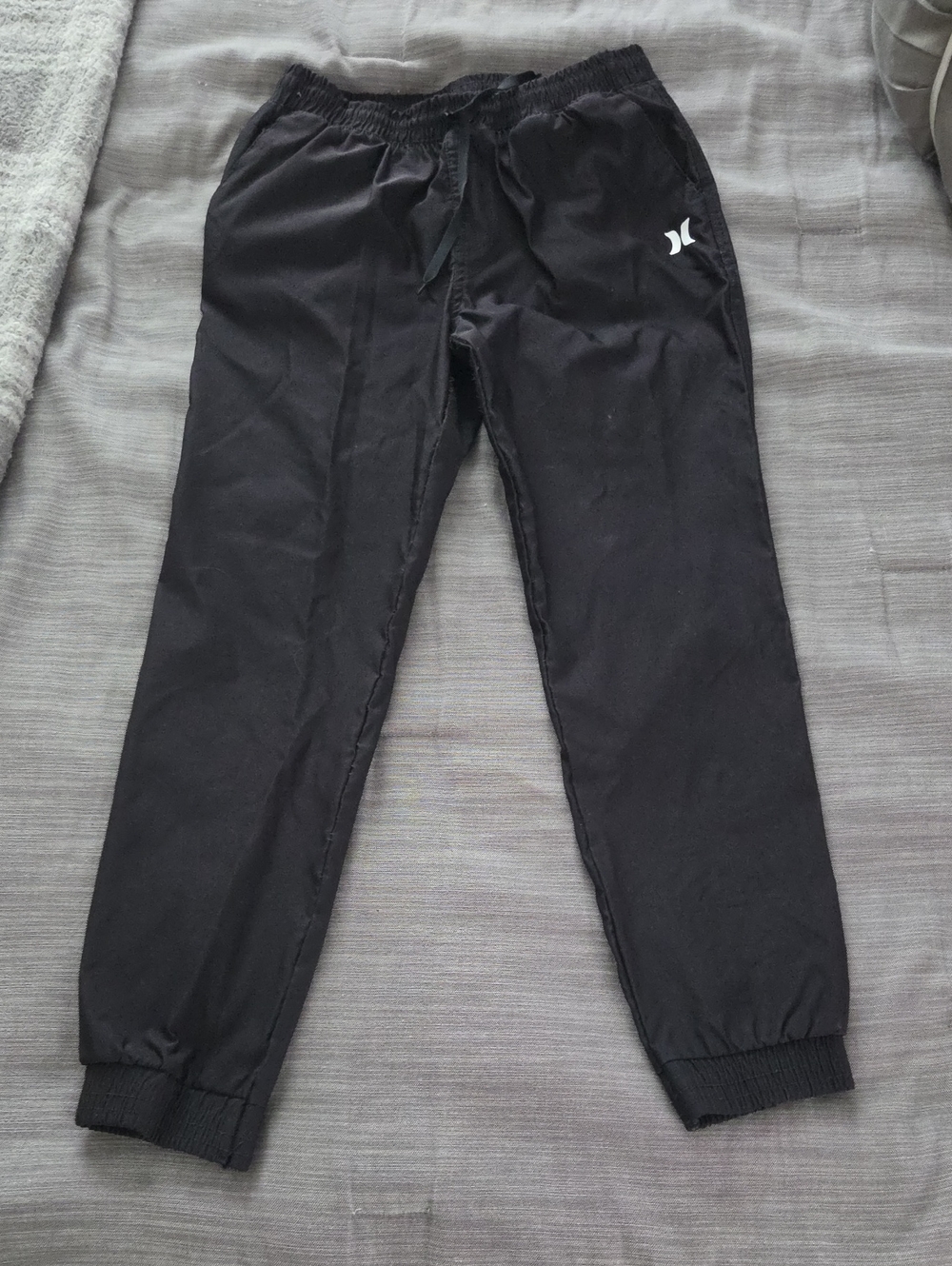 Boys Sz 10/12 Hurley Black Performance Nylon Blend Jogger Pants with Logo